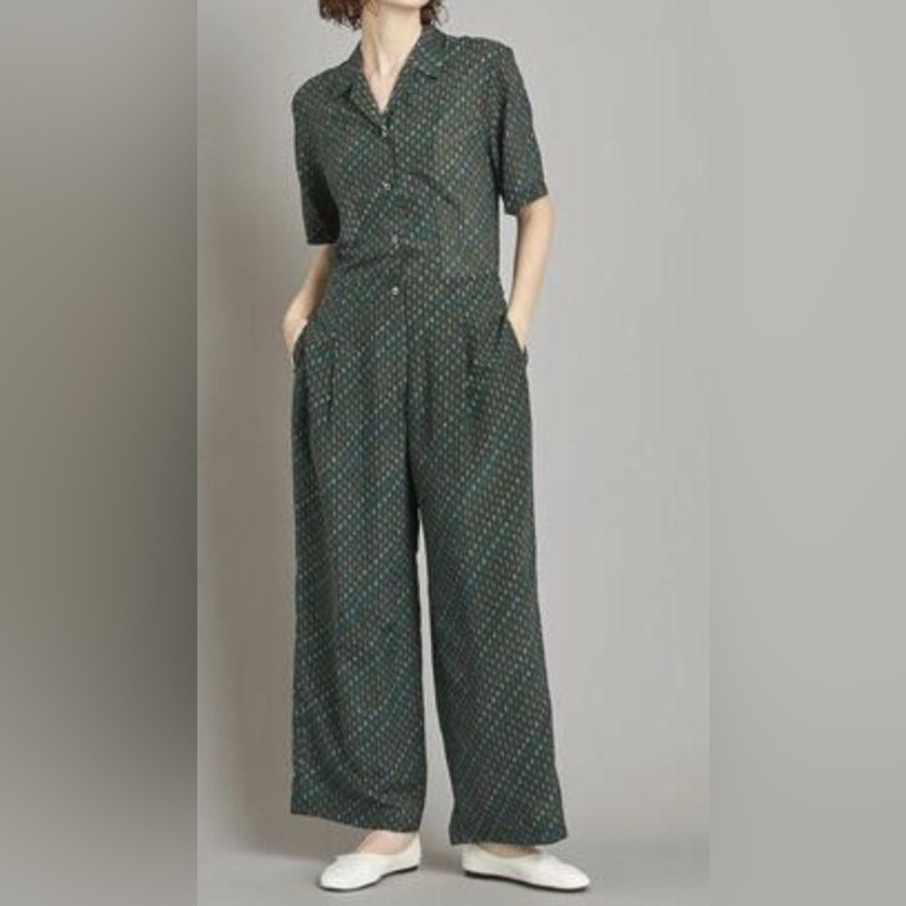 Steven Alan liberty print fabric green all‎ in one jumpsuit geometric size M
